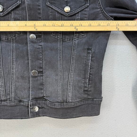 Pistola Denim Jacket Womens Small Black Moto Trucker Jean Jacket Goth NWOT - Picture 9 of 10